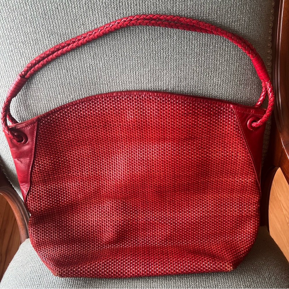 Paolo Masi Leather Woven Purse in Red